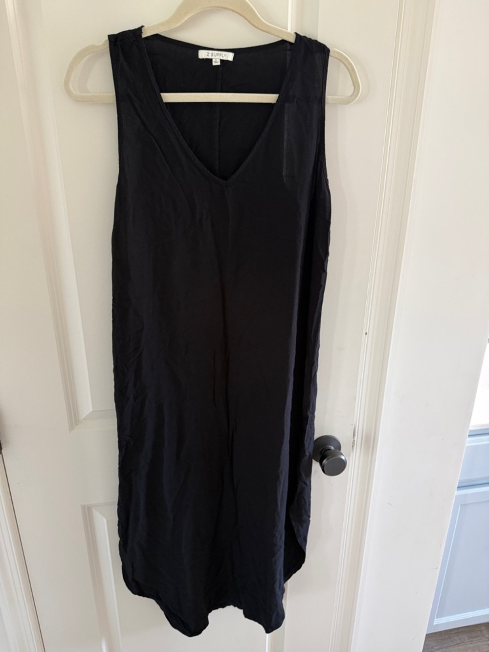 Z Supply Black Sleeveless V-Neck Midi Dress